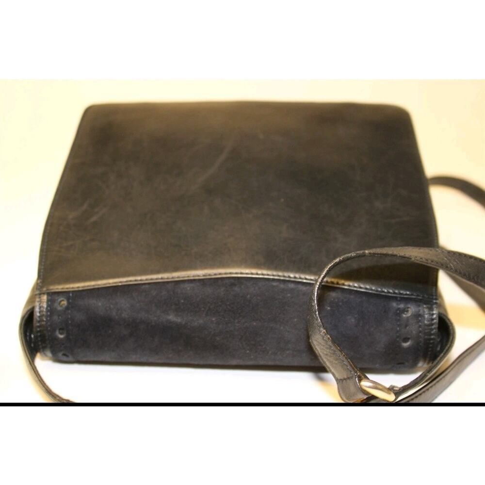 Bruno Magli Vintage Italy Made Womens Blue Suede Leather Satchel Shoulder Bag - Picture 9 of 15